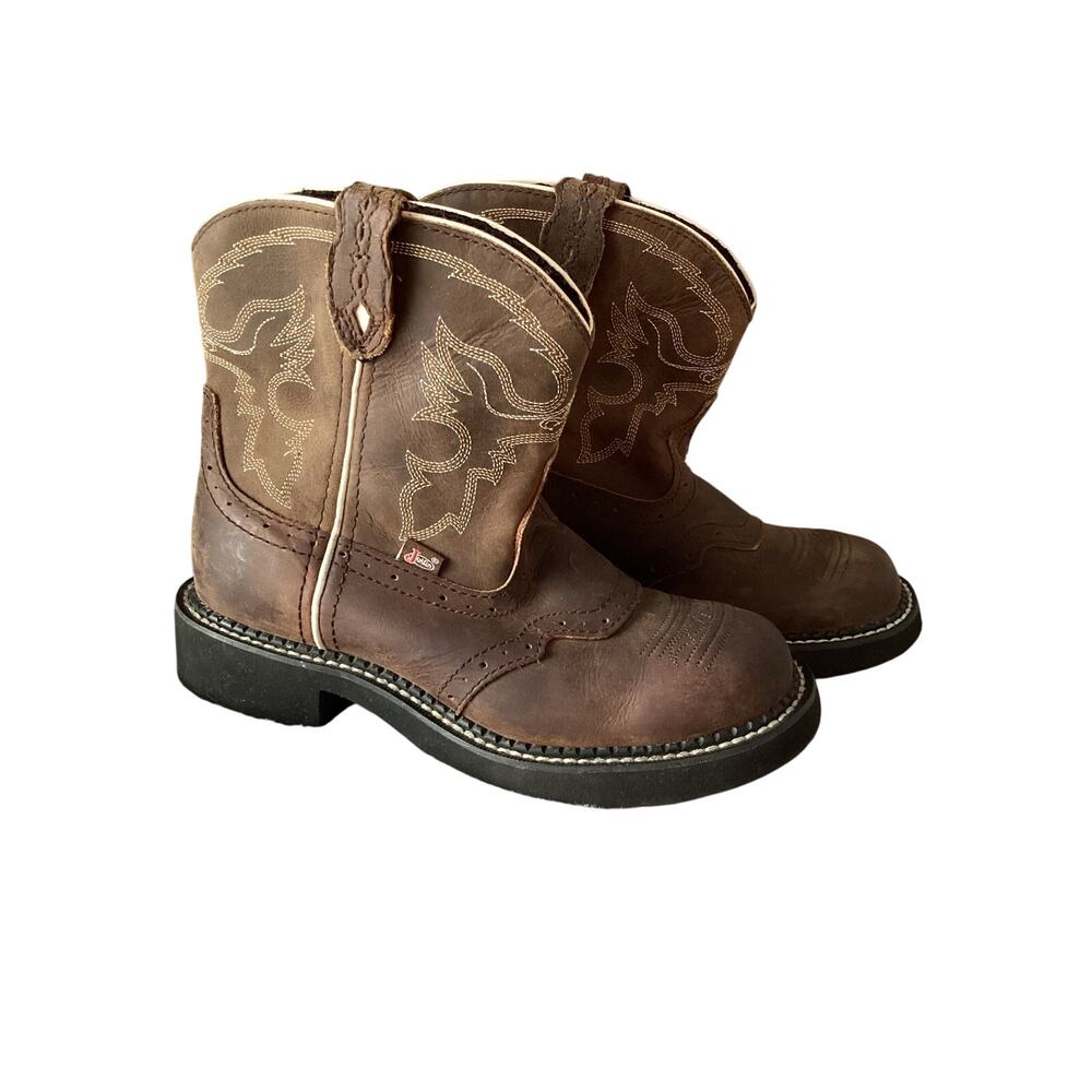 Justin kids gypsy western cowboy boots leather kids size 3 brown‎